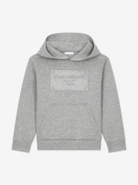 Dolce & Gabbana Boys Neoprene Embossed Logo Hoodie in Grey