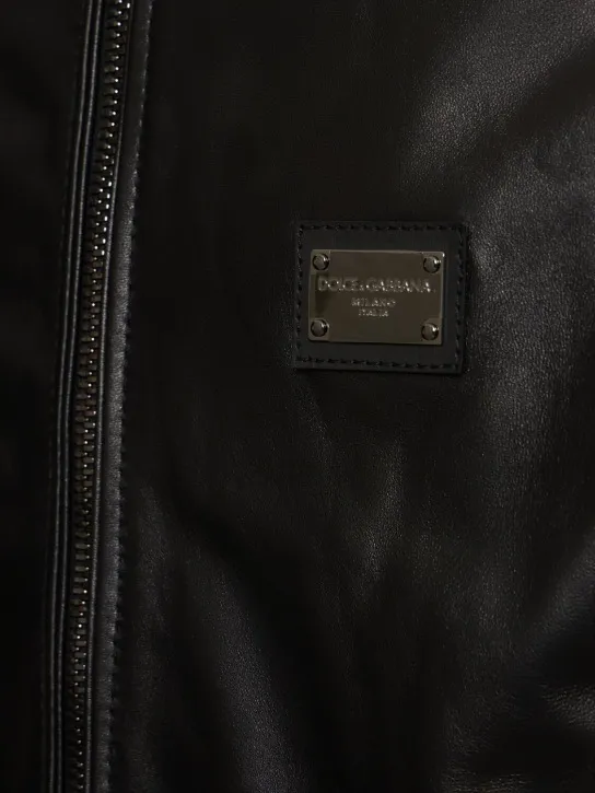 Dolce&Gabbana   Leather hoodie w/logo plaque 