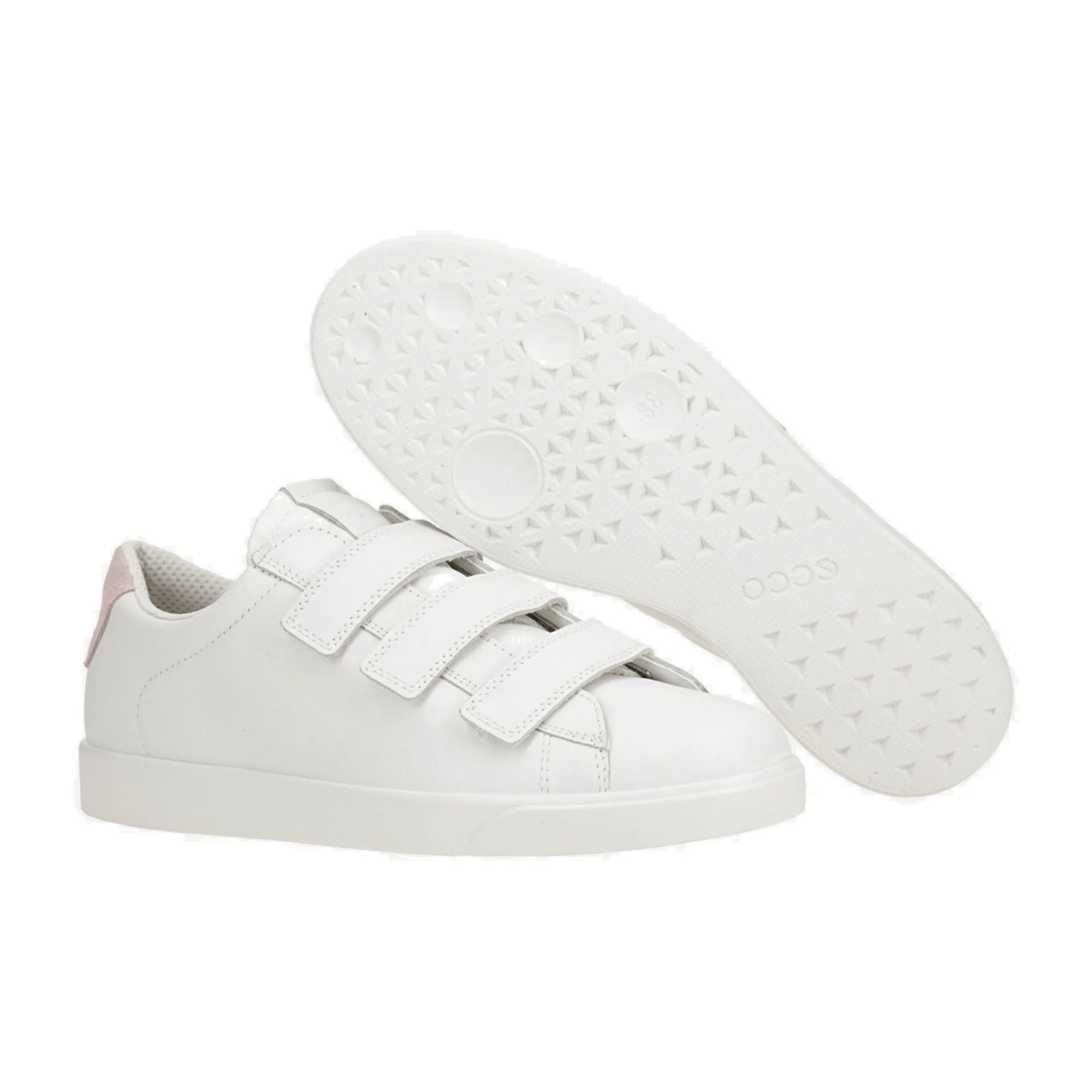 Ecco Street Lite Women's White Sneakers - Slip-on with Velcro Strap - Style 212843