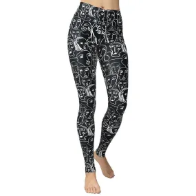 Face Drawings Yoga Leggings