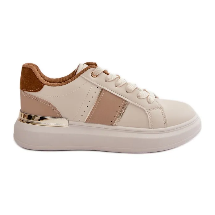 Fashionable Women's Sneakers On The Platform Made Of Eco Leather Brown Nevisase beige