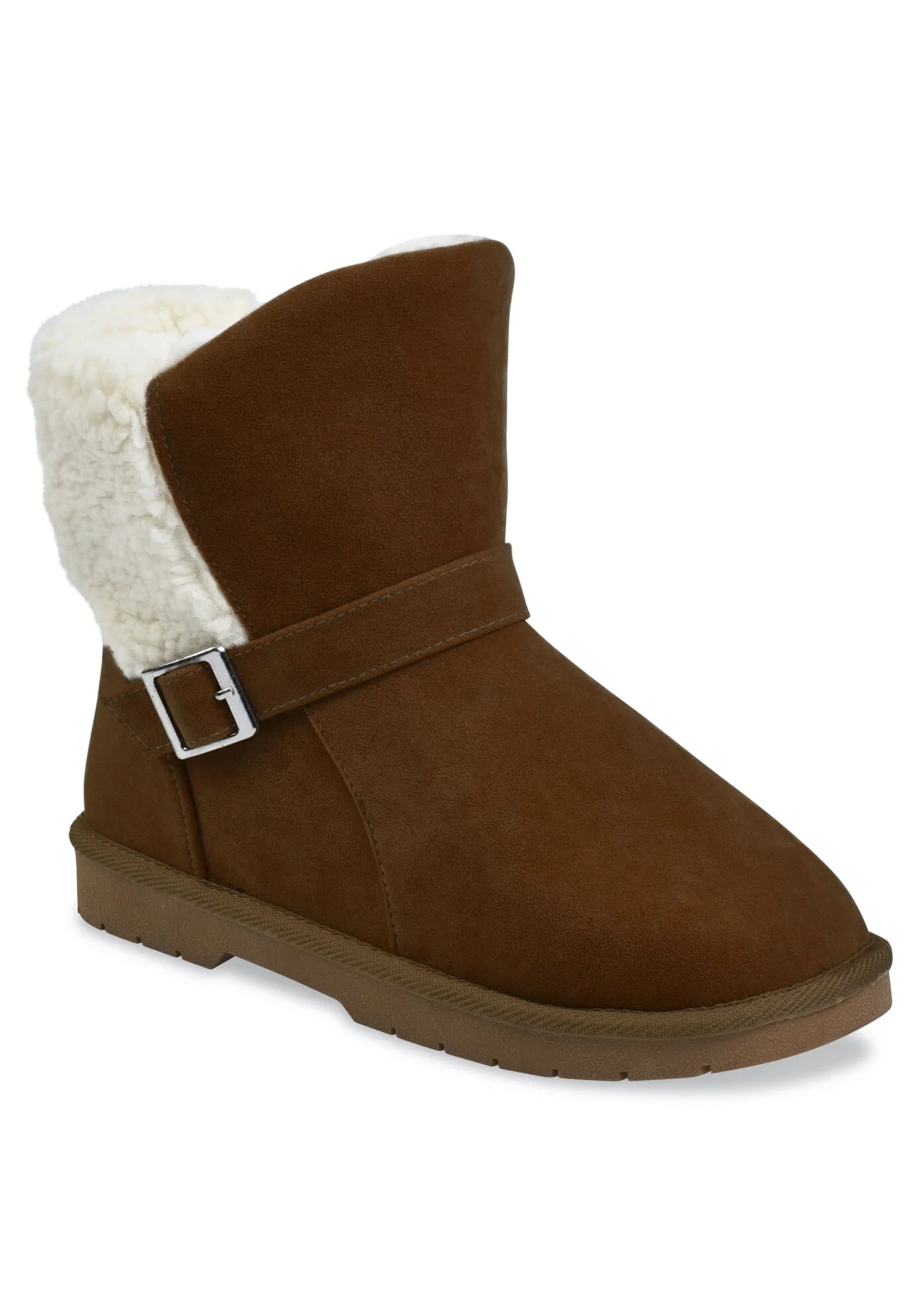 Faux Suede With Berber Back Ankle Boot