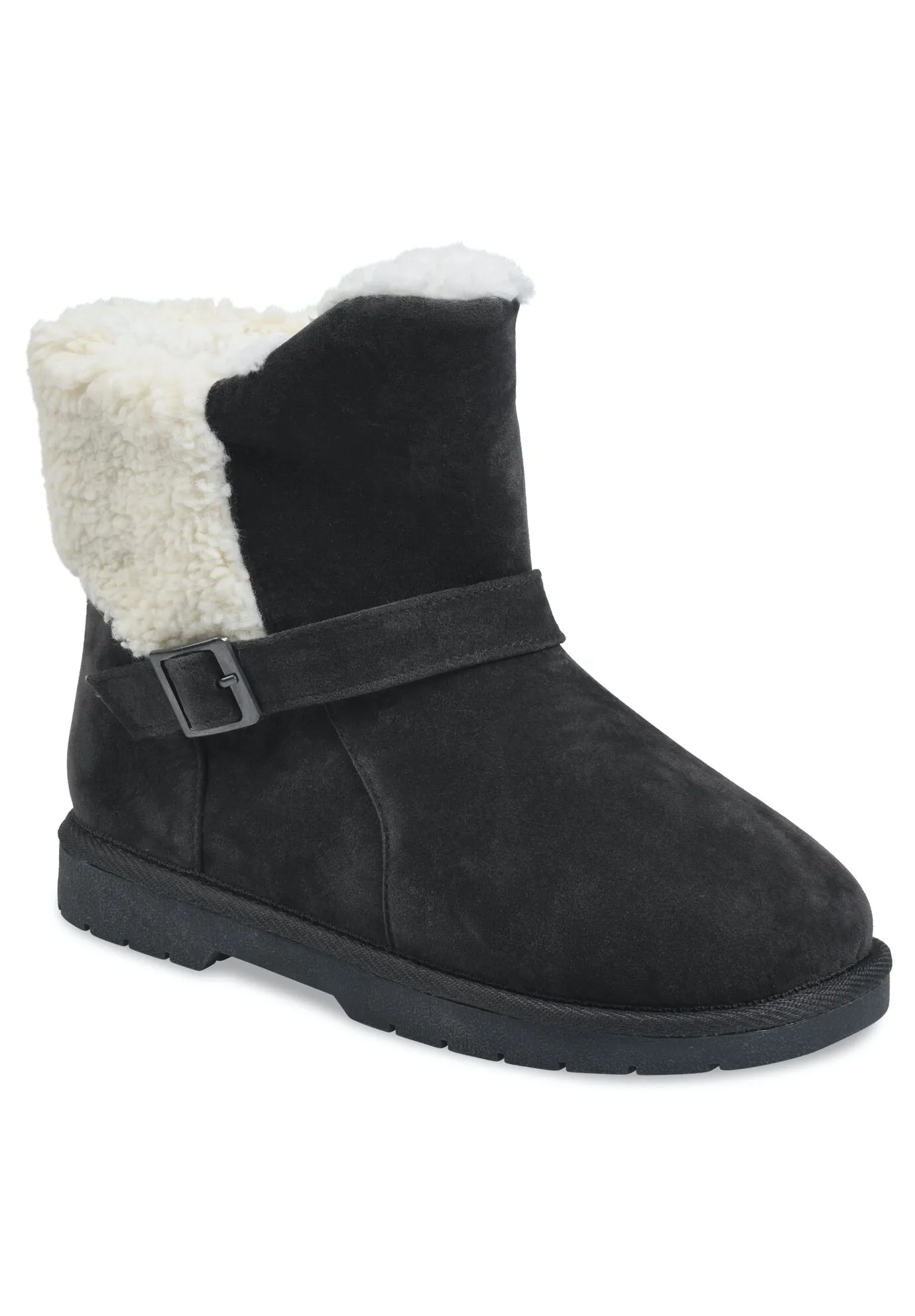 Faux Suede With Berber Back Ankle Boot