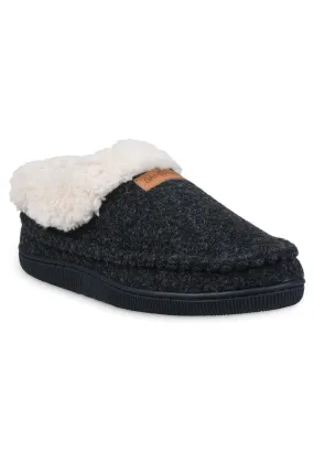 Faux Wool Mocassin Fullfoot With Collar Slipper