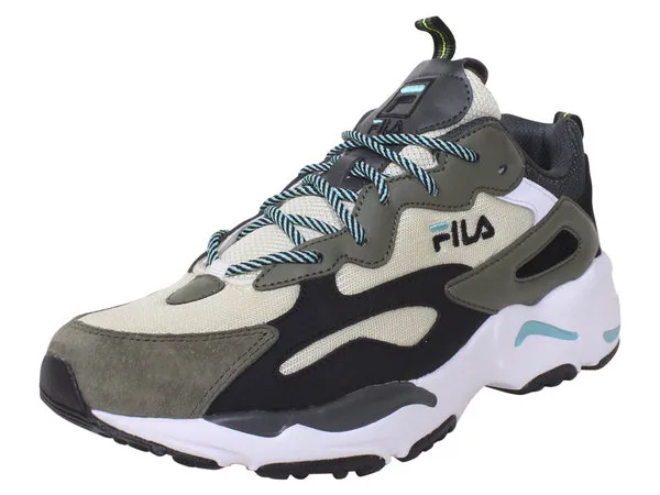 Fila Men's Ray Tracer Sneakers Turtledove/Black/Blue Turquoise Sz: 10.5