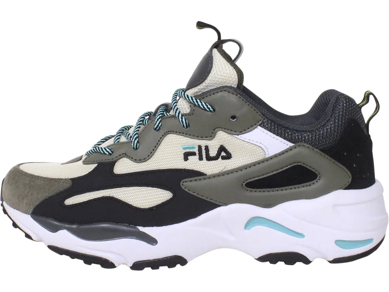 Fila Men's Ray Tracer Sneakers Turtledove/Black/Blue Turquoise Sz: 10.5