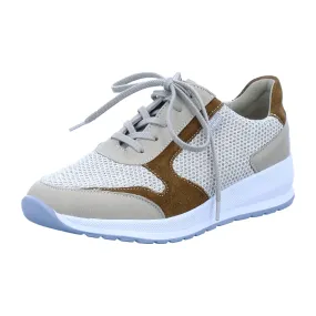 Finn Comfort Mori Beige Lace-Up Shoe with Removable Insole - Fashionable Comfort Leather/Textile Sneakers for Women