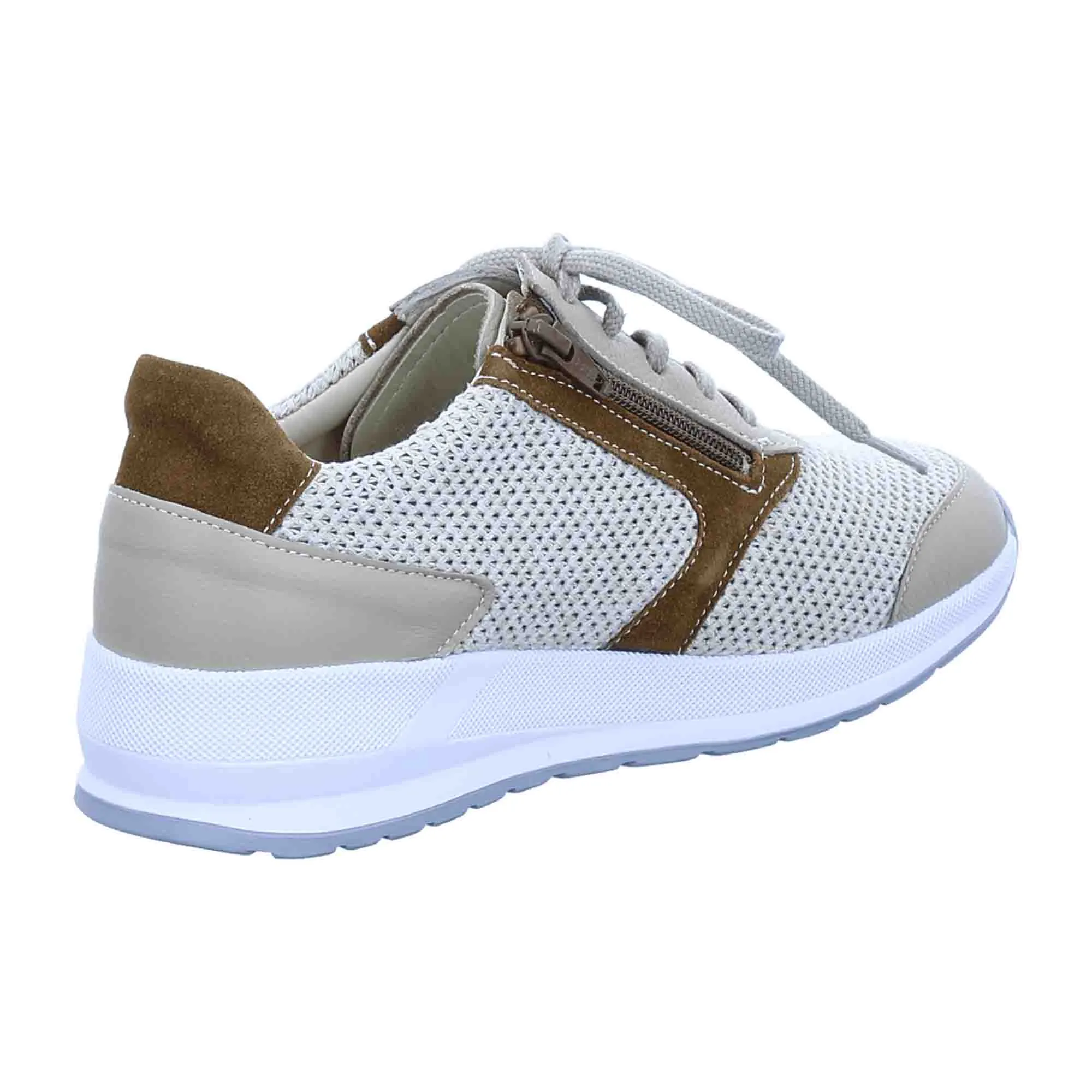 Finn Comfort Mori Beige Lace-Up Shoe with Removable Insole - Fashionable Comfort Leather/Textile Sneakers for Women