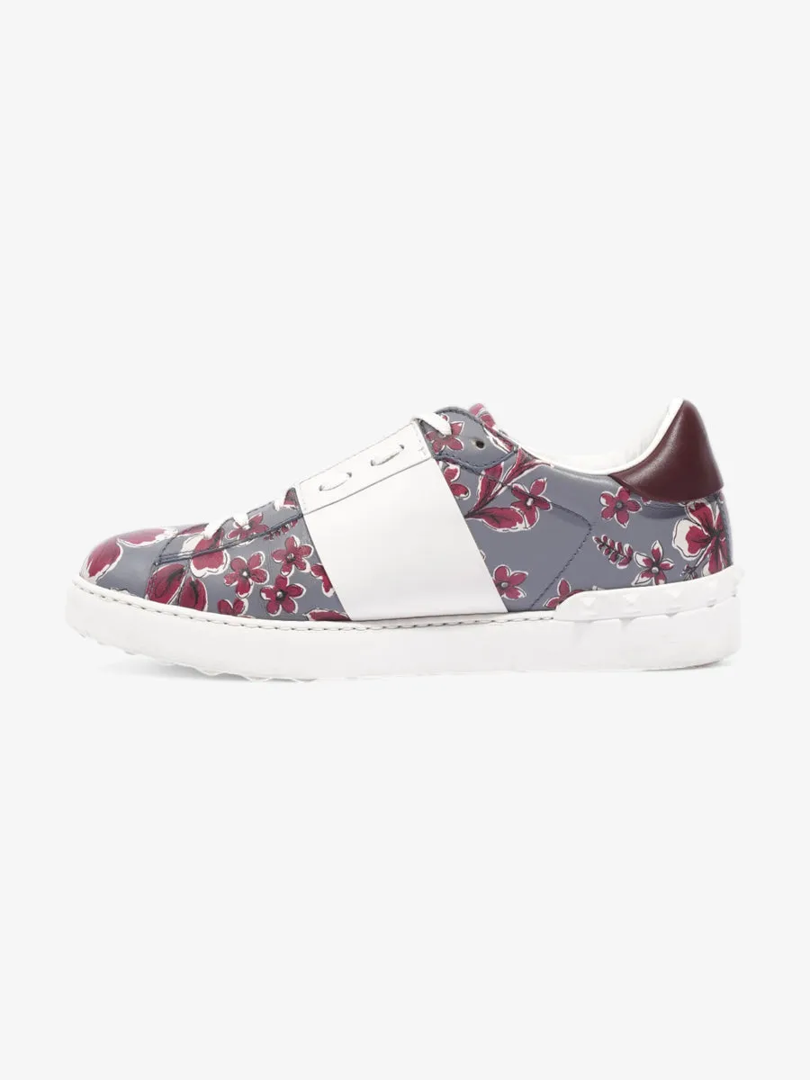 Floral Open Sneakers Dark Red / Grey Leather EU 43.5 UK 9.5