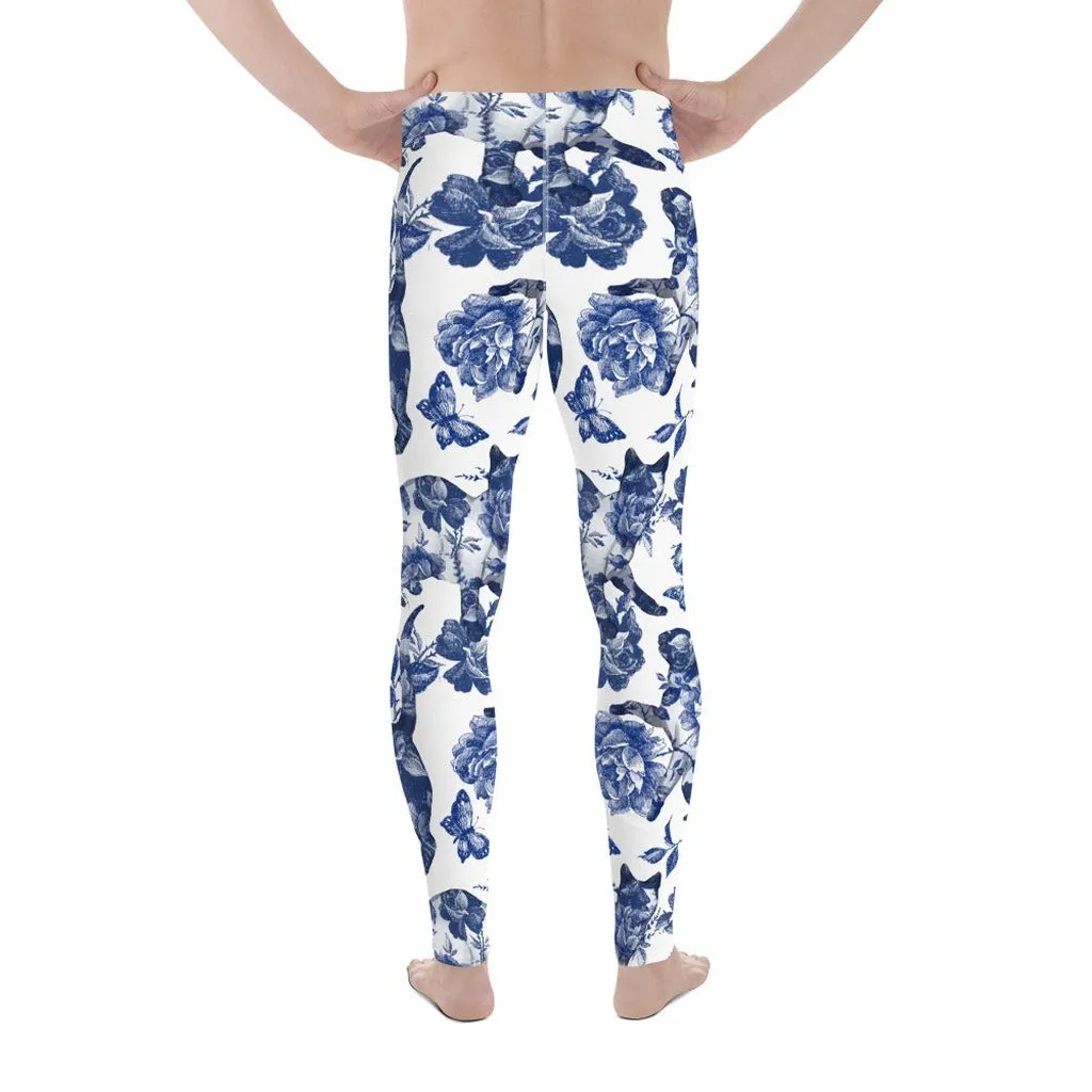 Floral Porcelain Cats Men's Leggings