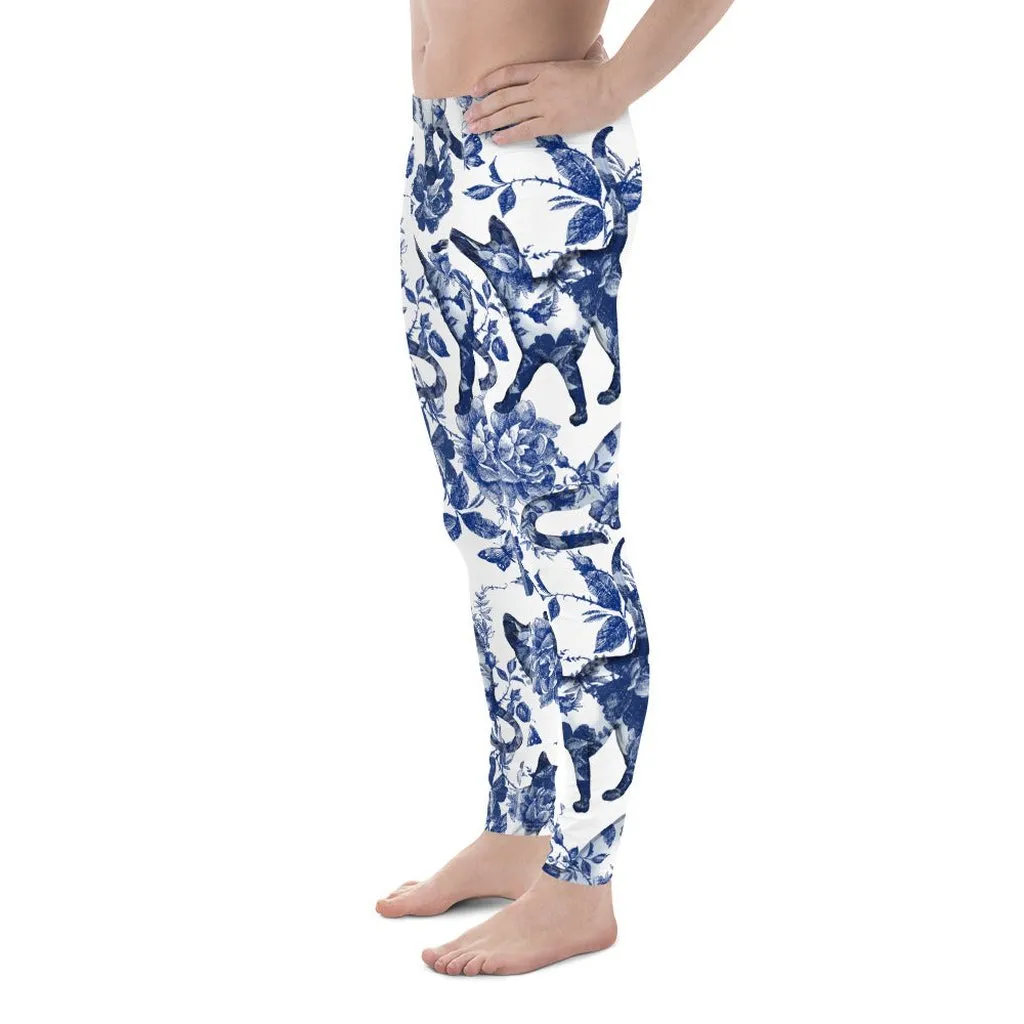 Floral Porcelain Cats Men's Leggings