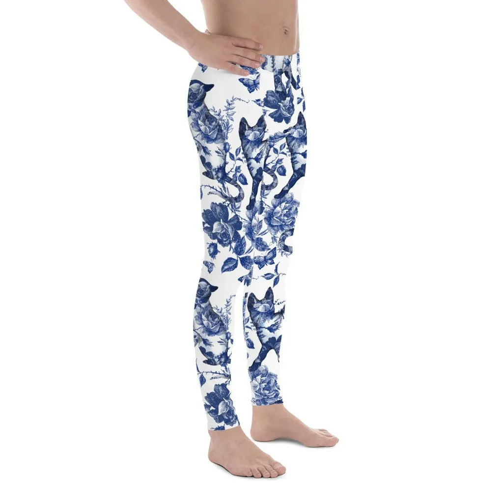 Floral Porcelain Cats Men's Leggings