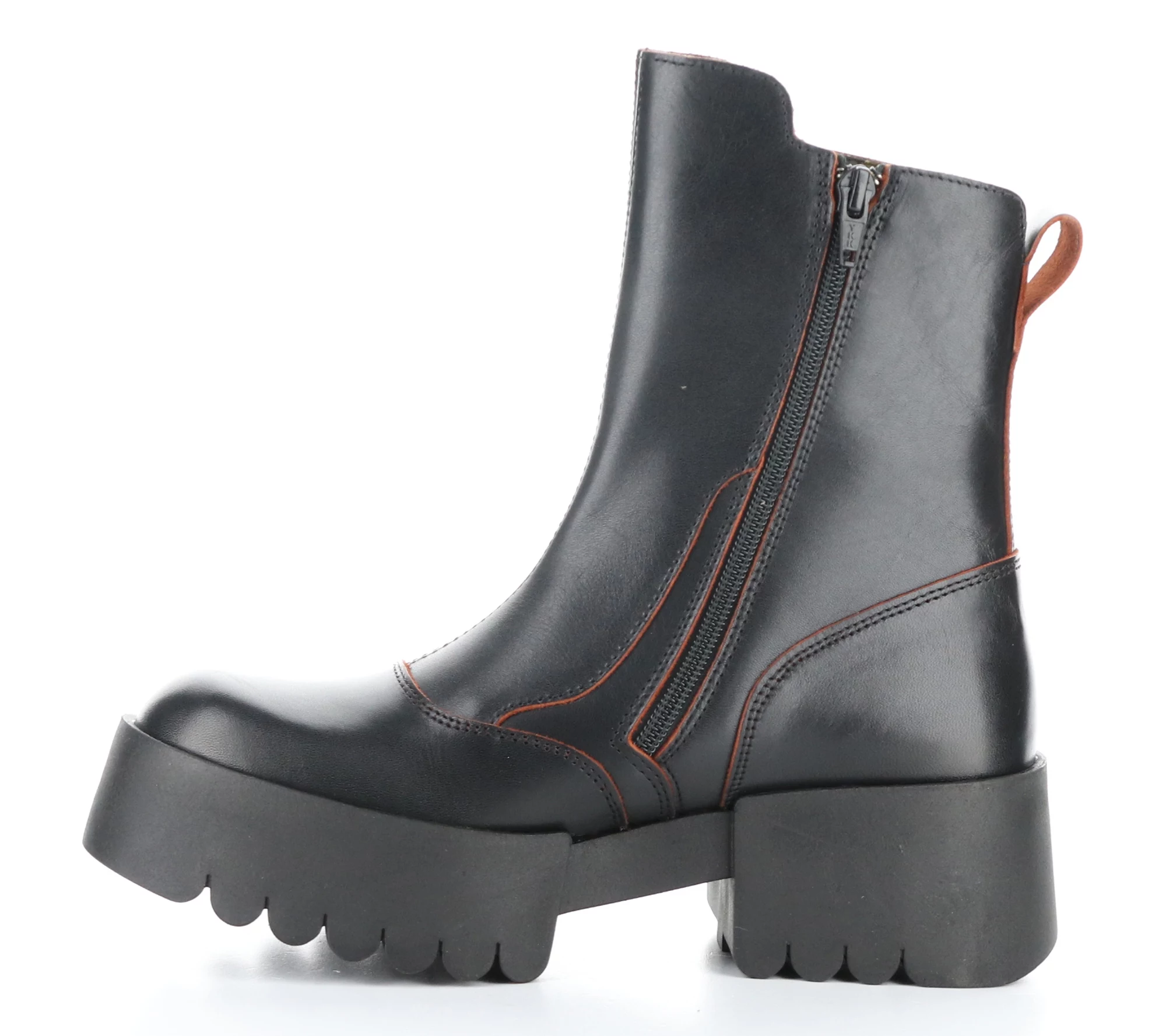 Fly London Leather Side Zip Lug Sole Boot- Egli