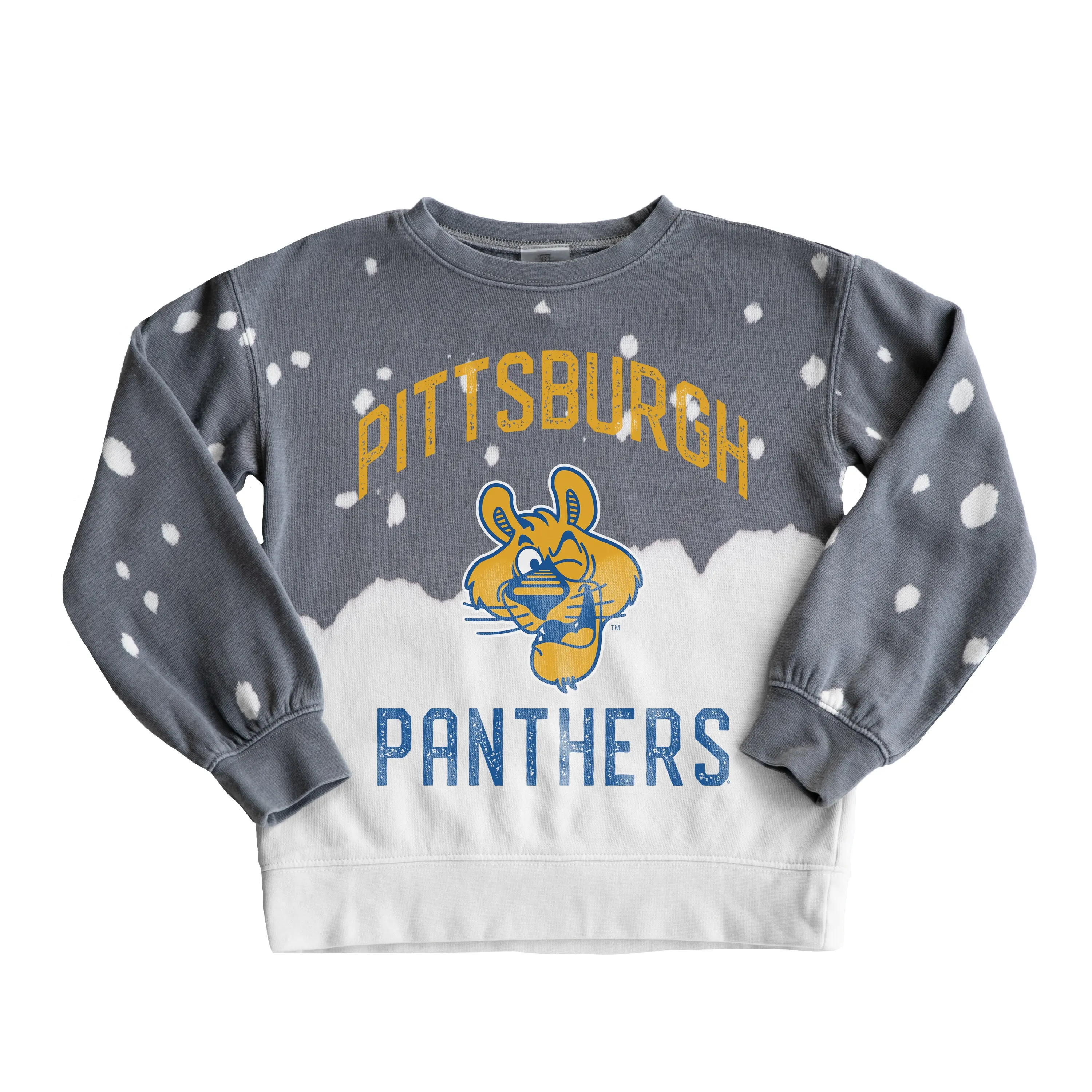 Gameday Couture Pitt Panthers Girls Youth Gray Faded Pullover Sweatshirt