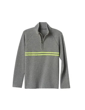 GAP Boys Grey Striped Zip Mock Neck Pullover