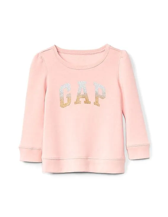 GAP Girls Pink Ombre Glitter Logo Pullover