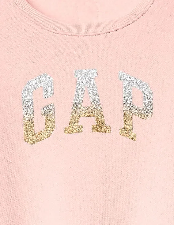 GAP Girls Pink Ombre Glitter Logo Pullover