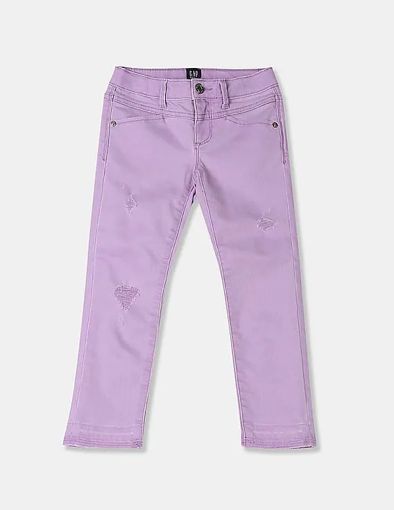 GAP Girls Purple Destructed Super Skinny Ankle Jeans With Stretch