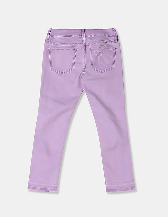 GAP Girls Purple Destructed Super Skinny Ankle Jeans With Stretch