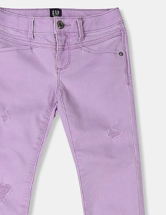 GAP Girls Purple Destructed Super Skinny Ankle Jeans With Stretch