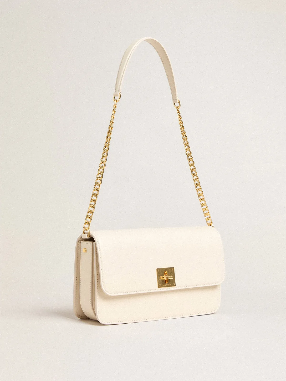 Gioia Bag in butter-colored boarded leather with gold details