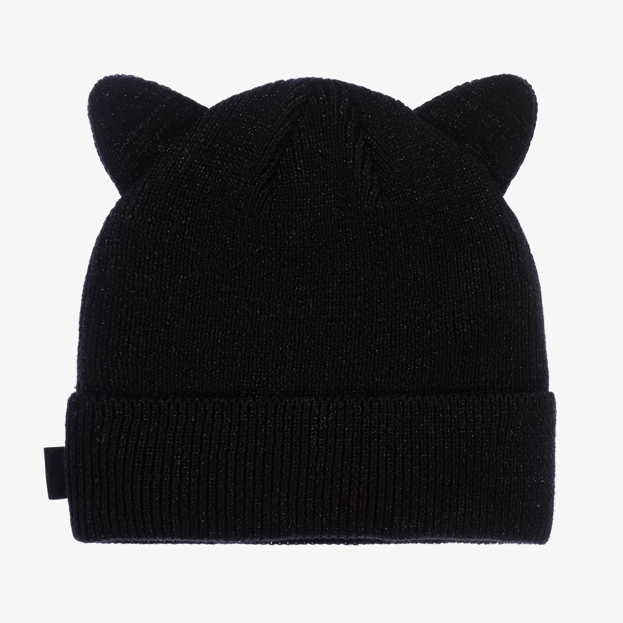 Girls Black Cat Ears Knitted Beanie Hat