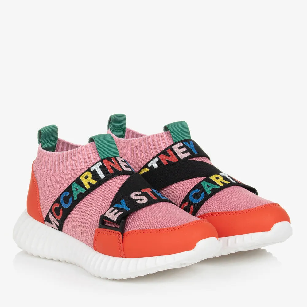 Girls Pink & Orange Sock Trainers