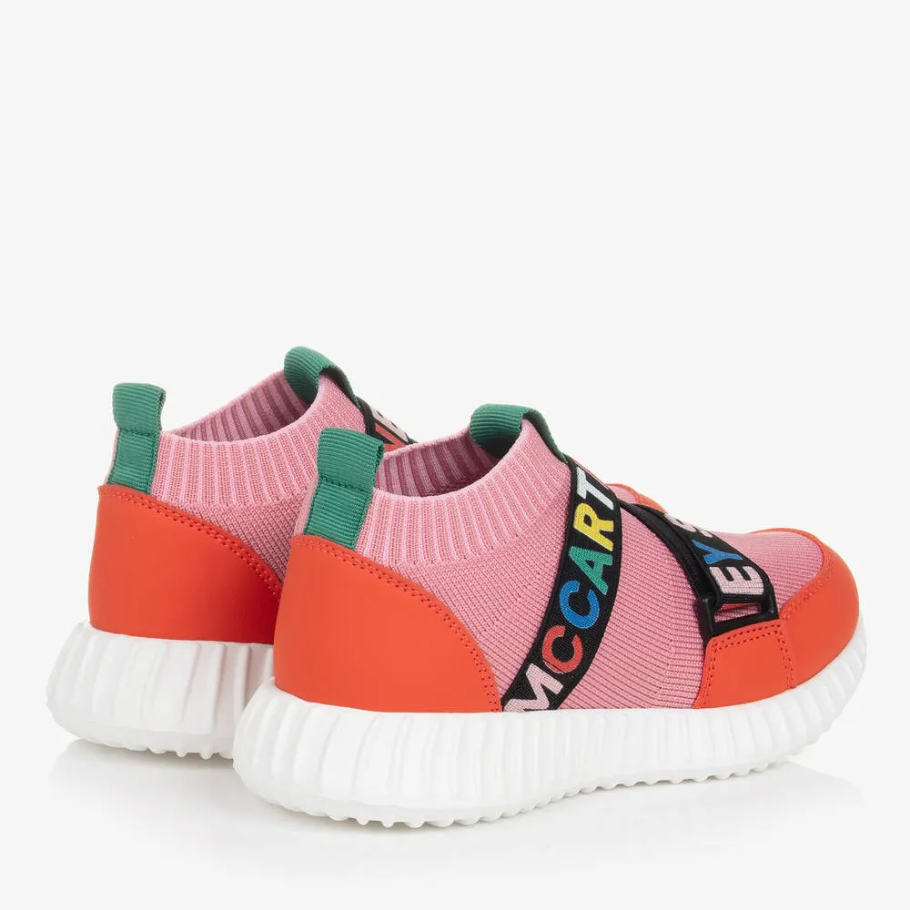 Girls Pink & Orange Sock Trainers