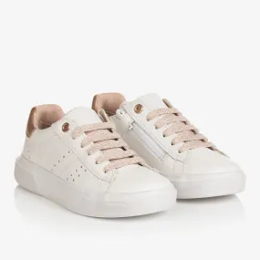 Girls White & Rose Gold Trainers