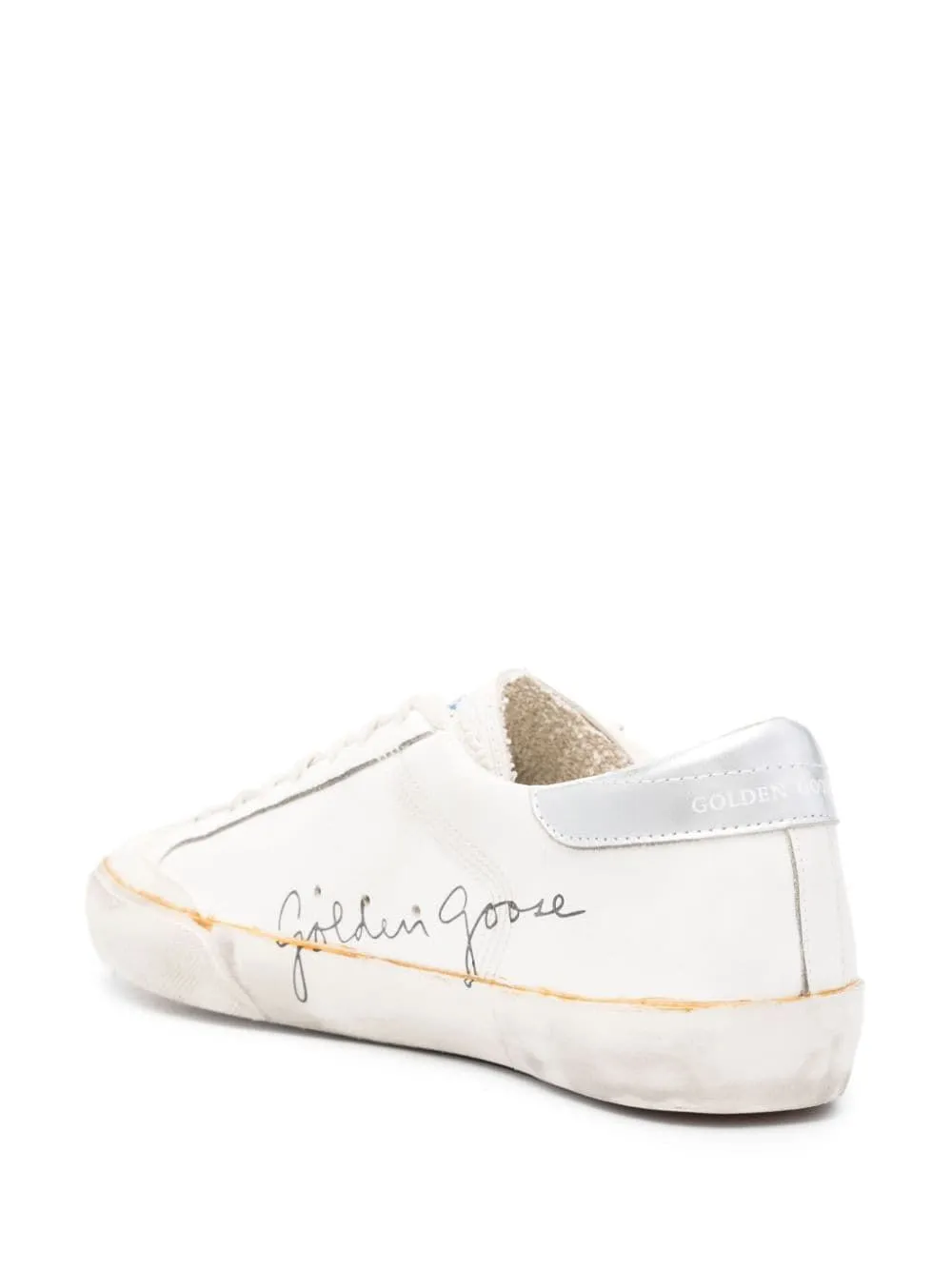 GOLDEN GOOSE White Distressed Leather Sneakers for Men | Perforated Detailing | Signature Star Patch