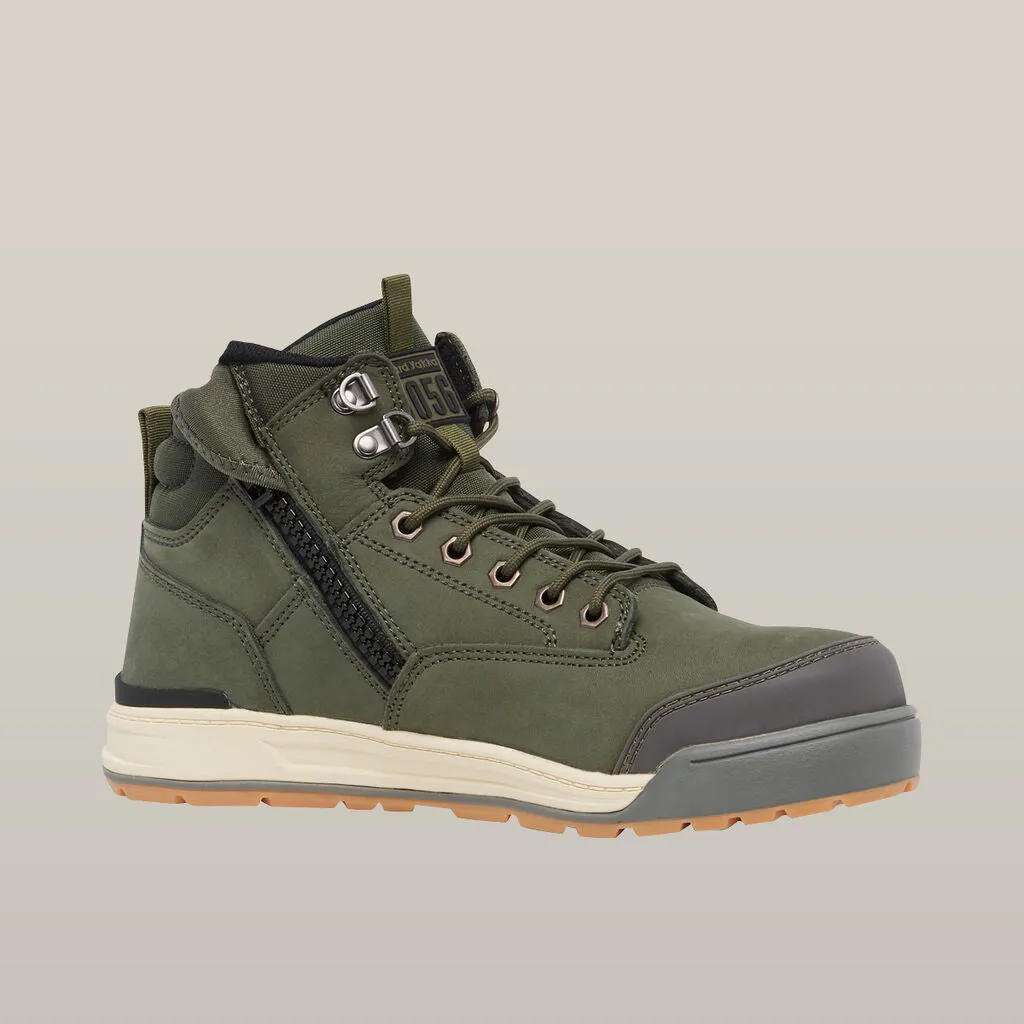 Hard Yakka 3056 Lace Up & Side Zip Steel Toe Safety Boot - Olive (Y60203)-