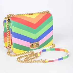 Hello 3AM Multi Color Flap Chain Shoulder Bag - Rainbow