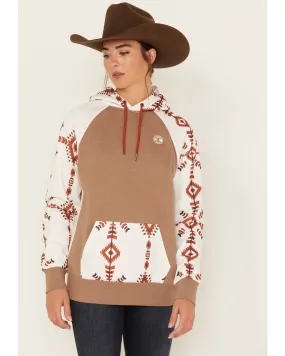 Hooey Women's Southwestern Print Contrast Hoodie