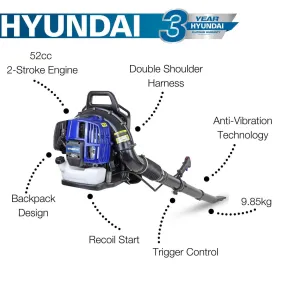 Hyundai HYB5200 52cc 2-Stroke Backpack Petrol Leaf Blower