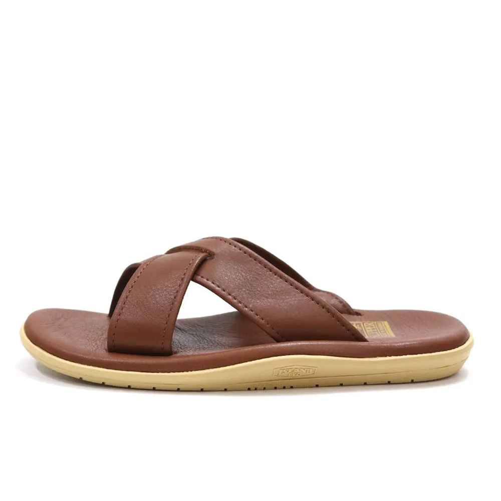 Island Slipper Men's Classic Leather Slide Whiskey