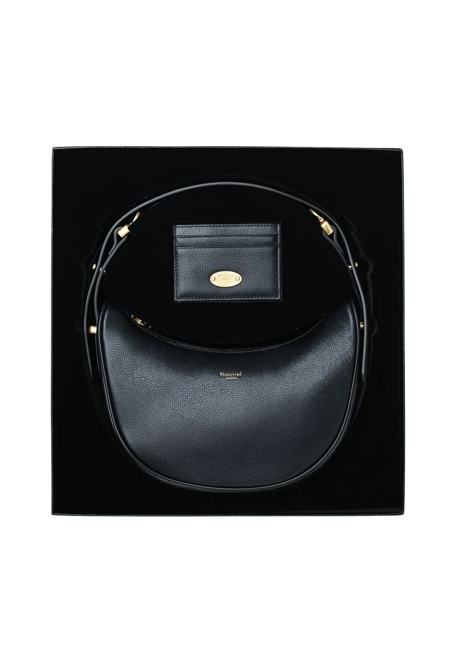 Italian Leather Half Moon Shoulder Bag With Cardholder