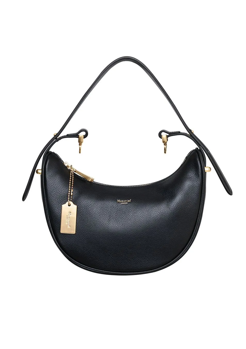 Italian Leather Half Moon Shoulder Bag With Cardholder