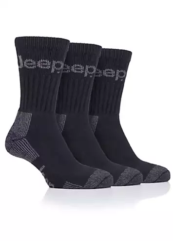 Jeep Mens 3 Pack Black/Grey Luxury Terrani Boot Socks | Look Again