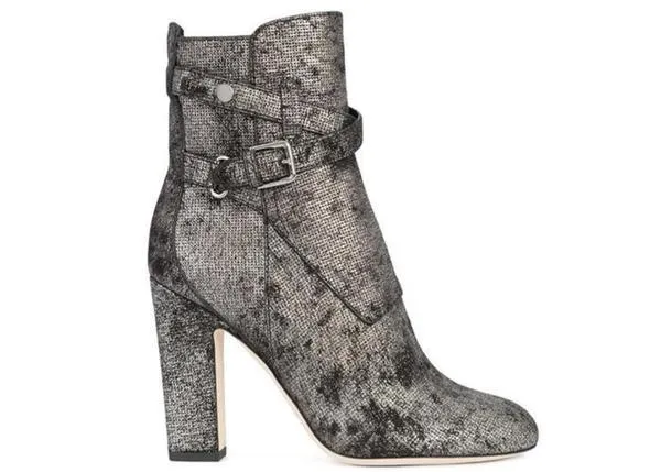 Jimmy Choo Mitchel 100 Ankle Boot - Metallic Washed Dotted Suede