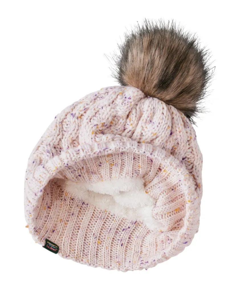 Kids' Cozy Cable Pom Hat, Stripe