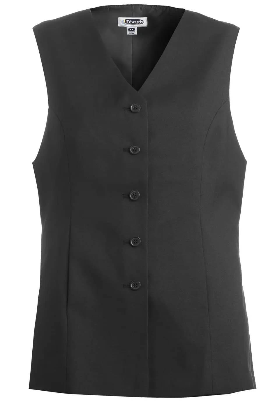 Ladies' Black Essential Polyester Vest (6 Buttons)