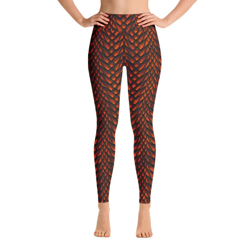 Lava Dragon Scale Yoga Leggings With Pockets