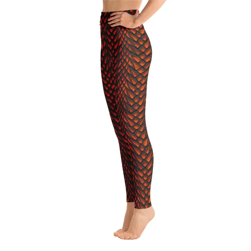 Lava Dragon Scale Yoga Leggings With Pockets