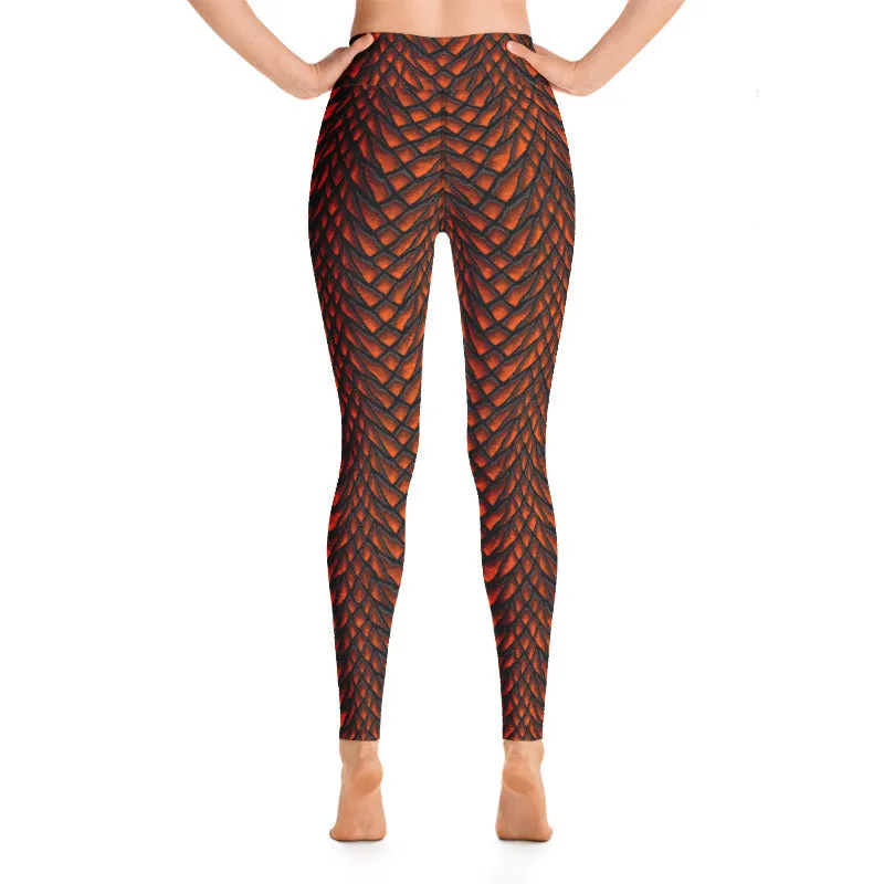 Lava Dragon Scale Yoga Leggings With Pockets