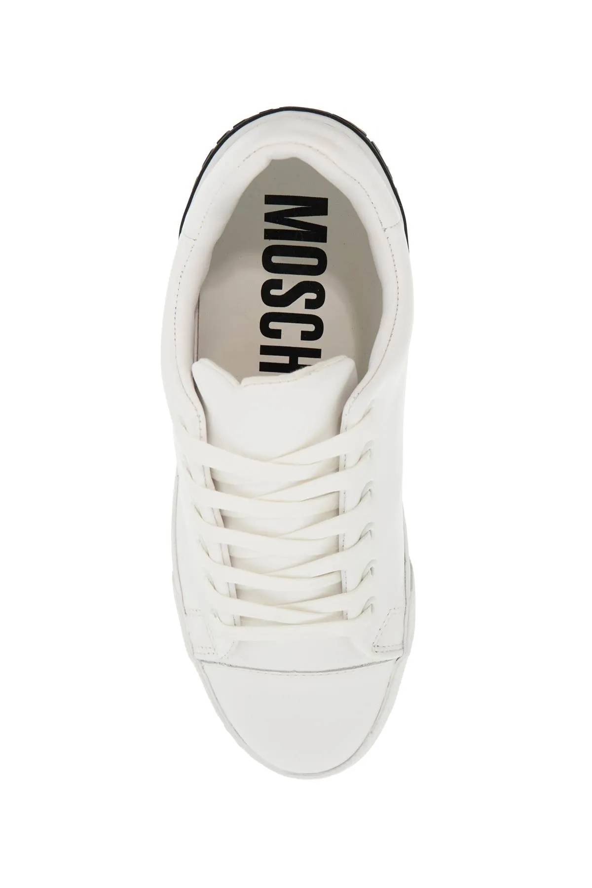 leather sneakers with rubber logo detail. MA15402G1LMF0 BIANCO