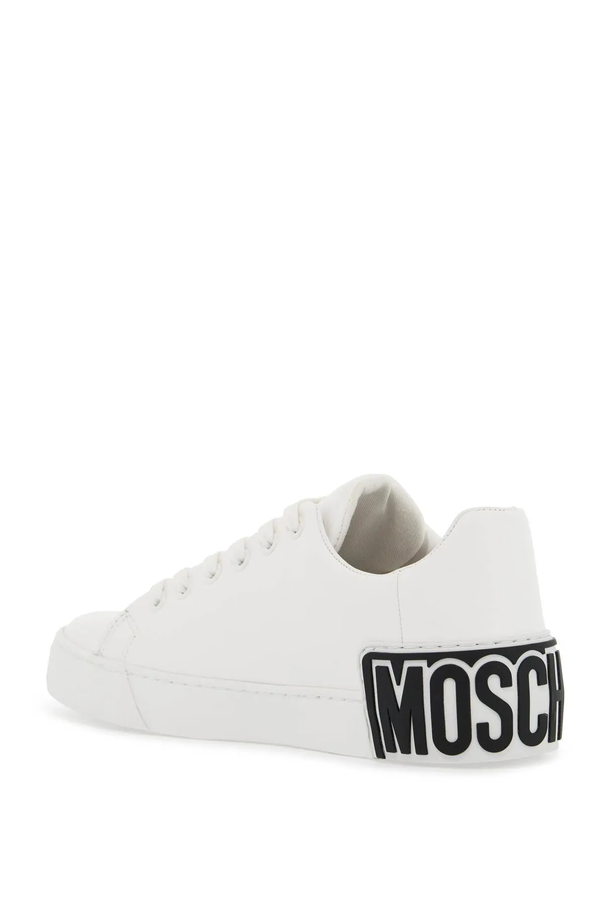 leather sneakers with rubber logo detail. MA15402G1LMF0 BIANCO