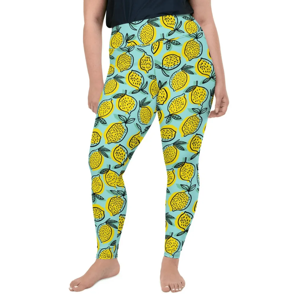 Lemon Pattern Plus Size Leggings