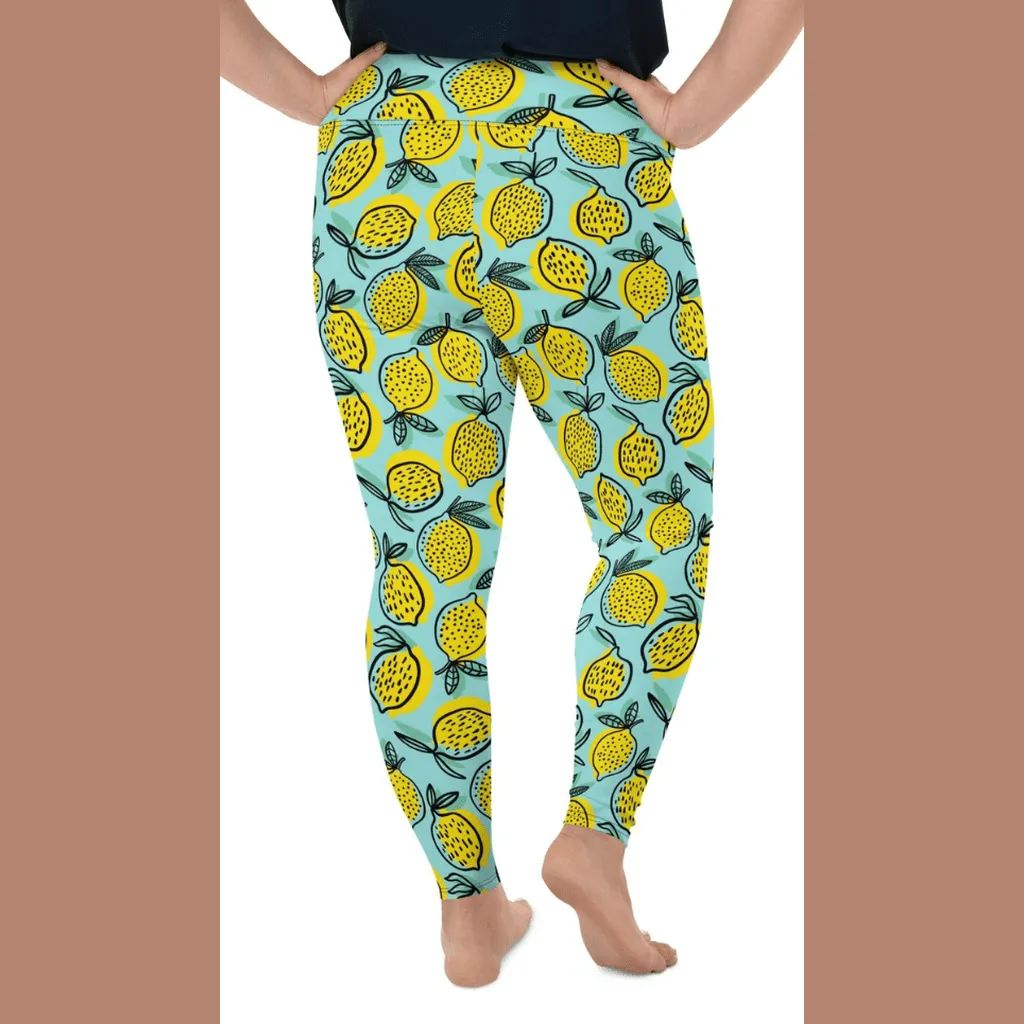 Lemon Pattern Plus Size Leggings