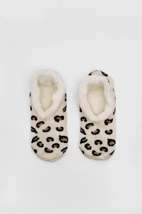 Leopard Print Fluffy Slipper Socks