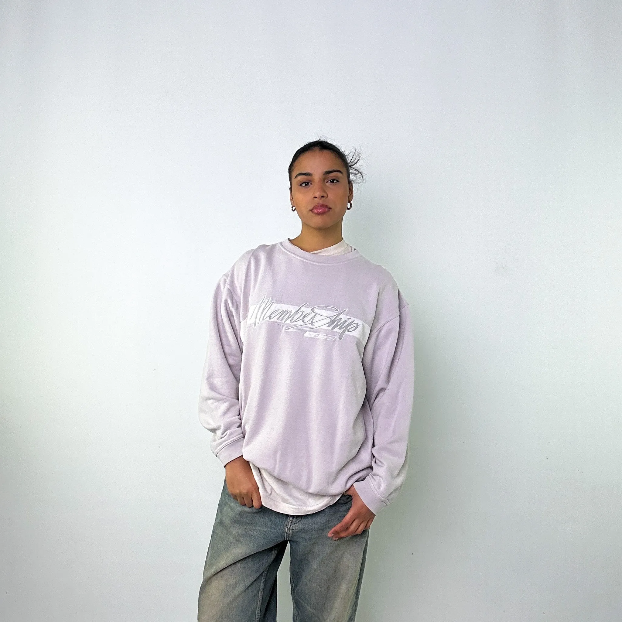 Light Grey 90s Reebok Spellout Sweatshirt (M)